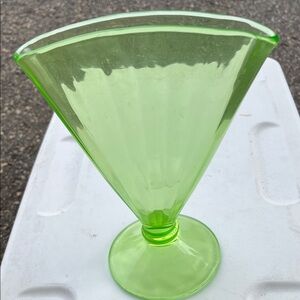 Green Vintage Depression Glass Vase